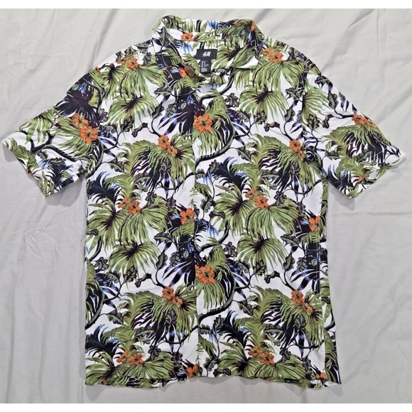 H&M Other - H&M Men's Hawaiian Shirt Palm Tree Print Button Up Short Sleeve Resort Size S